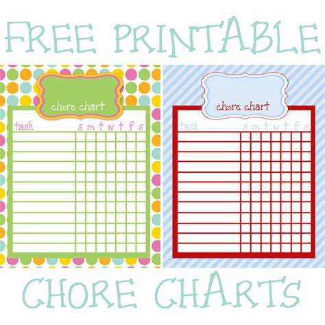 Fridays Freebie Printable Chore Charts I Should Be Mopping The Floor
