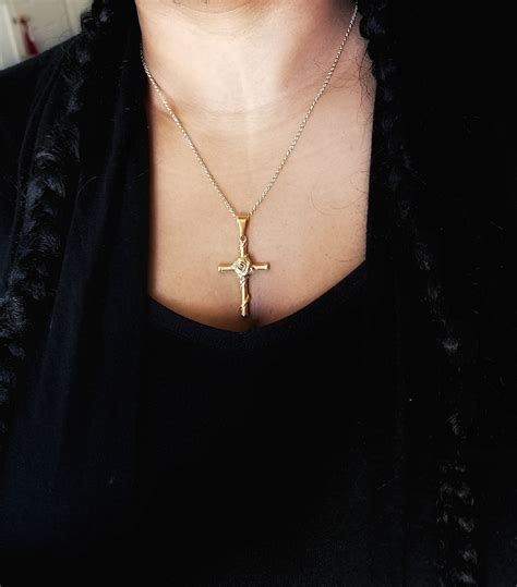 Cross Necklace Crucifix Necklace Gold Cross Necklacedainty Etsy