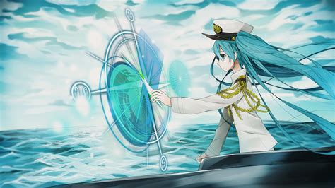 Landscape Illustration Long Hair Anime Anime Girls Blue Hair Vocaloid Hatsune Miku