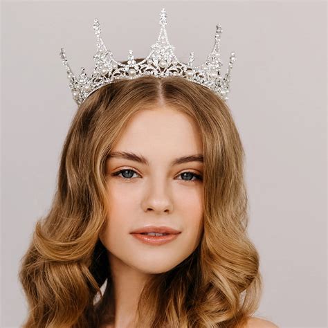 buy aw bridal crown for women queen crown princess crown pearl wedding tiara headpieces for