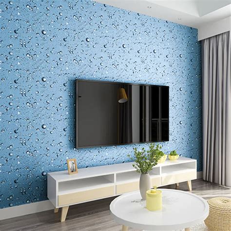 Wallpapers Youman Self Adhesive Cool Wallpaper Waterproof Pvc Blue