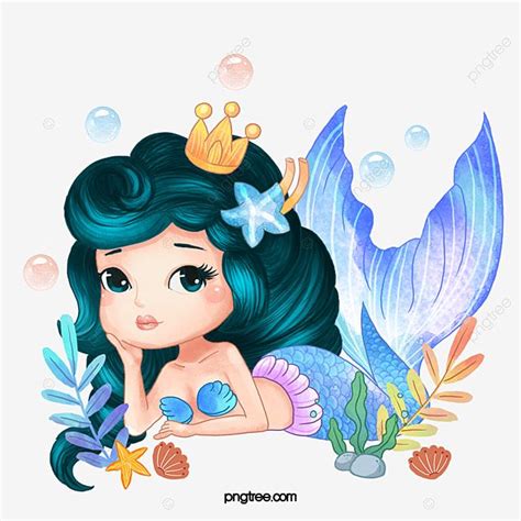 Princesa Sirena De Dibujos Animados Dibujados A Mano Clipart De Sirena
