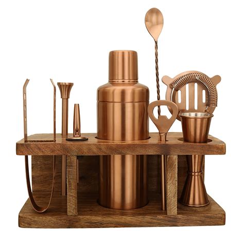 Bar Tools Set With Wooden Stand At Discounted Price The Bar Shop