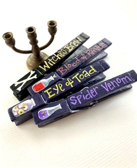 Witches Brew Halloween Decor Hand Painted Magnet Halloween Clothespin