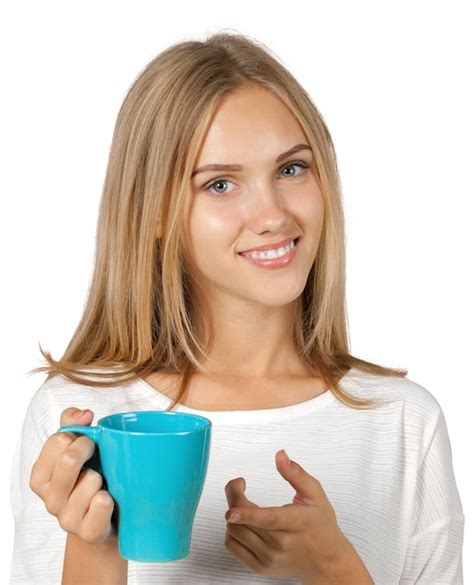 Premium Photo Portrait Of A Young Woman With Cup Of Tea Or Coffee