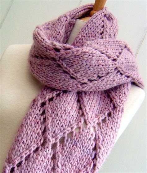 Knitting Pattern For Easy Diamond Lace Scarf Easy Scarf Knitting Patterns Scarf Knitting