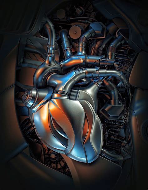 Heart Engine On Behance Biomechanical Tattoo Anatomical Heart Art