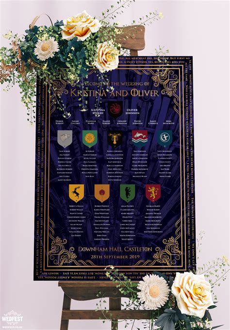 Game Of Thrones Wedding Table Seating Plan Chart Wedfest