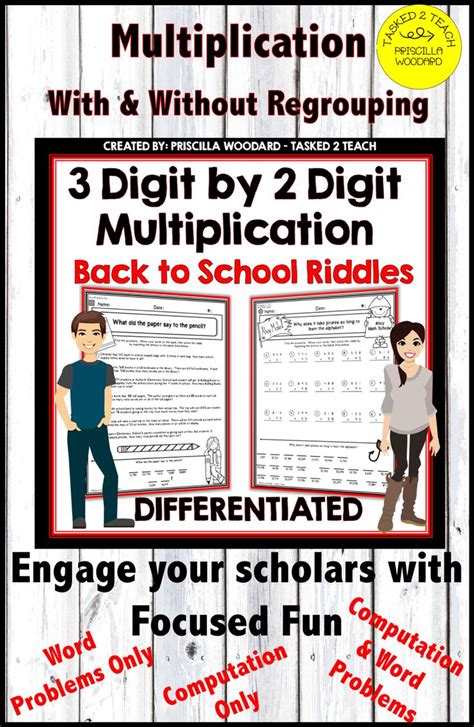 3 Digit By 2 Digit Multiplication Back To School Theme Riddles