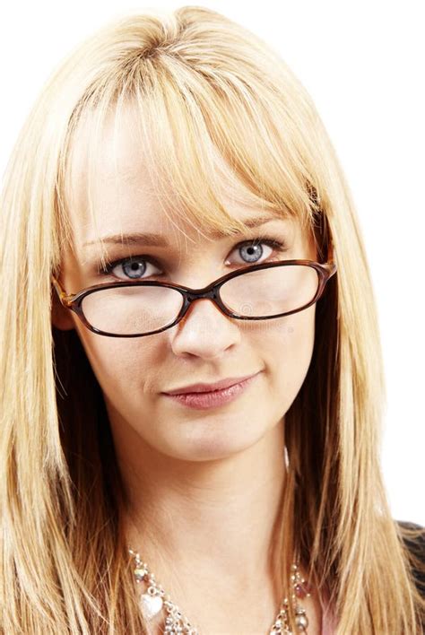 Beautiful Blonde Woman Wearing Glasses Stock Photo Image Of