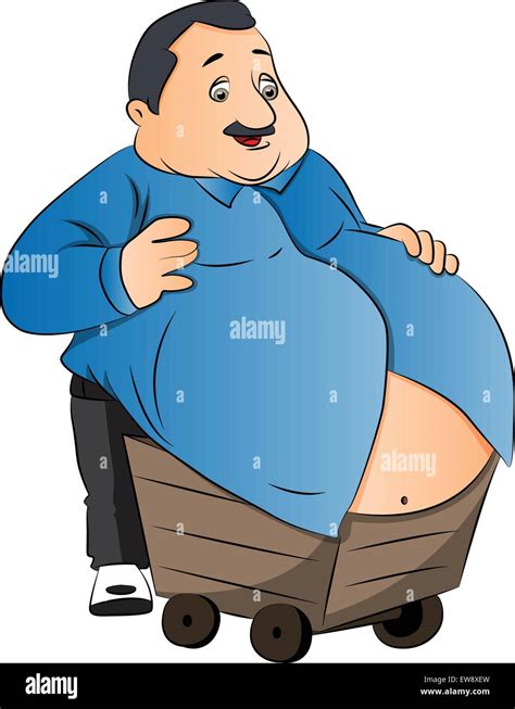 Vector Illustration Of An Obese Man Carrying His Fat Stomach On Stock