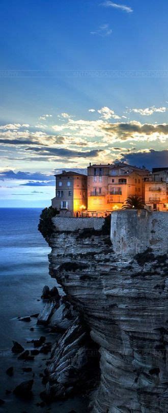 Bonifacio At Sunset Time The Limestone Cliff Corsica Island France