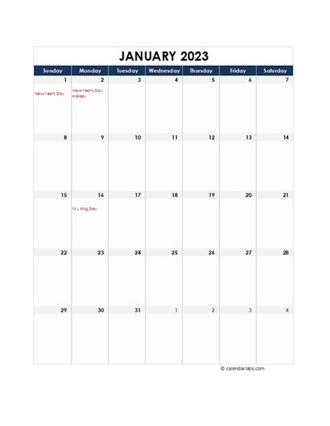 Free Monthly Calendar Template 2023 Printable Printable Templates Free