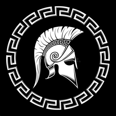 Illustration About Warrior Of Sparta Spartan Shield Meander Helmet