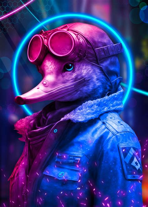Duck Cyberpunk Poster By Sinnois Displate