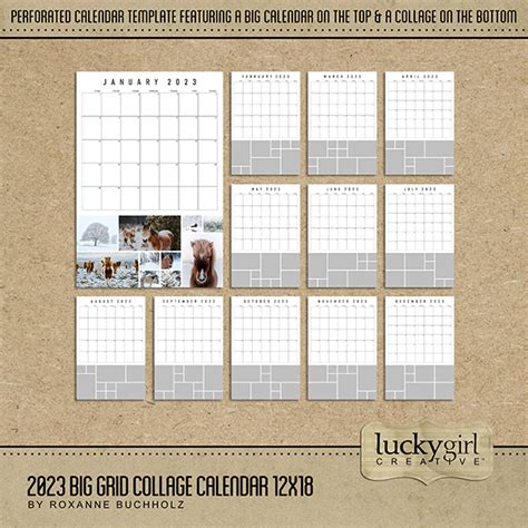 2023 Big Grid Collage Calendar 12x18 Digital Art