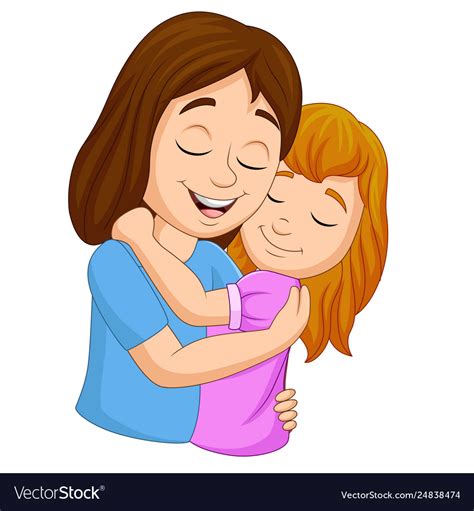 Click here for free valentine's day clip art! Cartoon happy mother hugging her daughter Vector Image