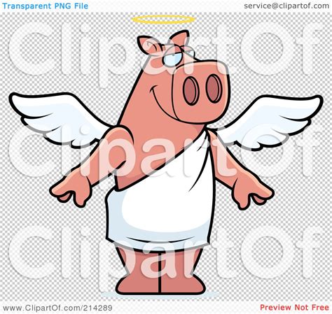 Royalty Free Rf Clipart Illustration Of A Standing Cartoon Angel Pig