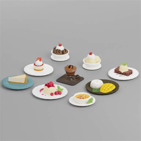 3d Model Dessert Pack G25 Vr Ar Low Poly Cgtrader