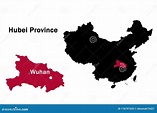 Map of Province of China Hubei with Designation of Capital Wuhan Stock ...