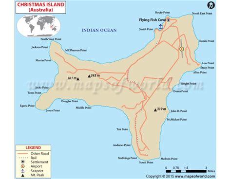 Buy Printed Christmas Islands Map