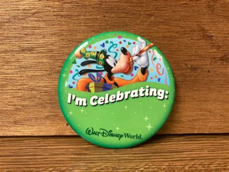 Walt Disney World Im Celebrating Goofy Button Pin 795 Picclick