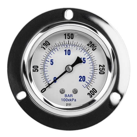 25 Liquid Filled Pressure Gauge 0 300 Psi 14 Npt Cbm Panel Flush