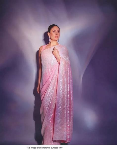 Buy Bollywood Kareena Kapoor Inspired Georgette Sequins Saree In Pink In Uk Usa And Canada