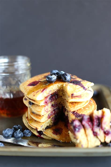 Healthy Blueberry Pancakes Tworaspberries