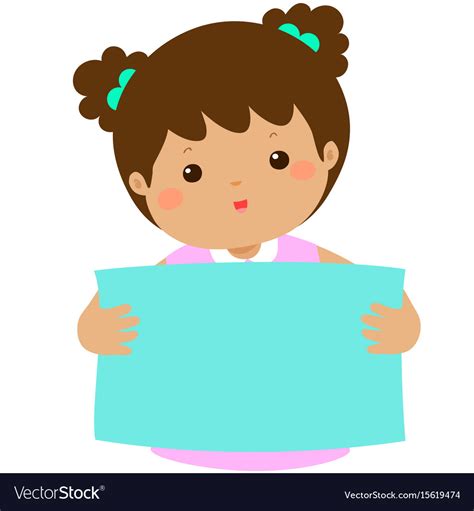 Cute Girl Holding Blank Banner Royalty Free Vector Image