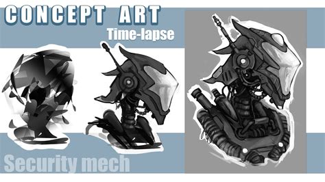 Security Mech Concept Art Time Lapse In Photoshop Youtube