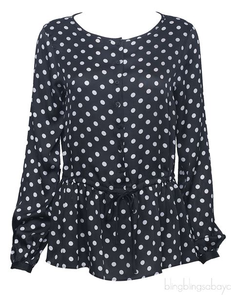 Polka Dot Peplum Blouse Buy Consign Authentic Pre Owned Luxury Goods
