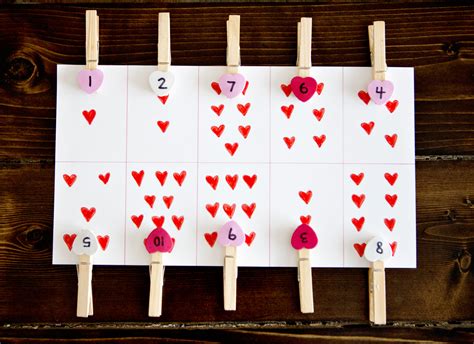Valentines Clothespin Counting Card