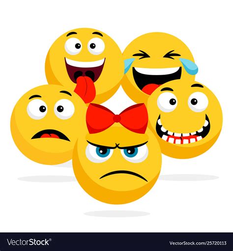 Yellow Faces Emoticons Happy Royalty Free Vector Image