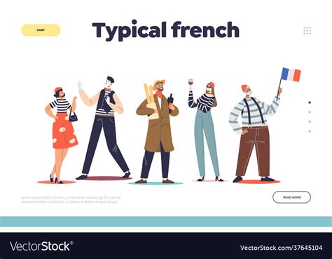 Typical French People Stereotypes Concept Vector Image