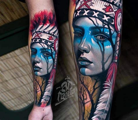 Native American Girl Tattoo By Ad Pancho Photo 26601
