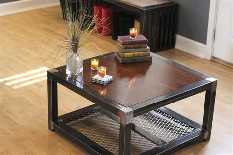 Custom Made Steel And Wood Coffee Table Welded Furniture Metal