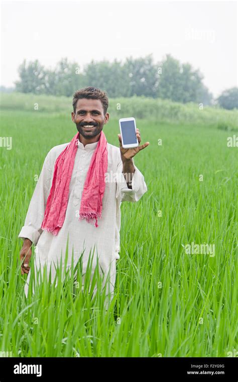 1 Indian Rural Farmer Farm Mobile Phone Quality Showing Stock Photo Alamy