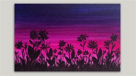 How To Paint Wildflowers With Acrylic Paint Silhouette Painting