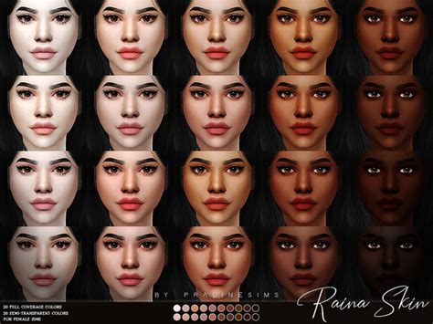 Sims 4 Cc Black — Pralinesims Skin For Female Sims In 20 Colors