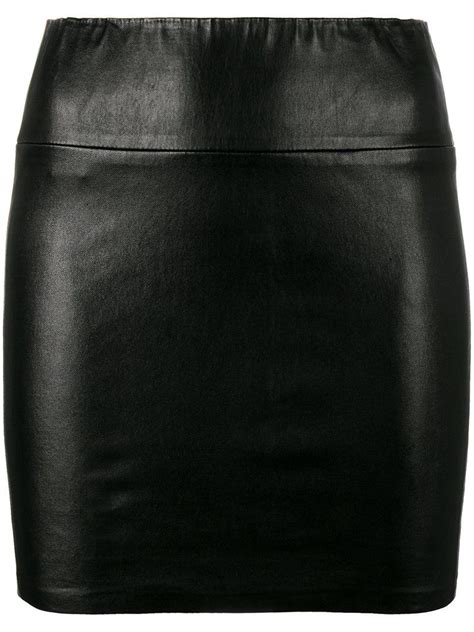 Sprwmn Leather Mini Skirt In Black Modesens Leather Mini Skirts