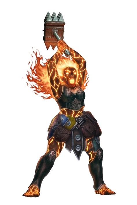 Female Fire Giant Barbarian Pathfinder Pfrpg Dnd Dandd 35 5th Ed D20