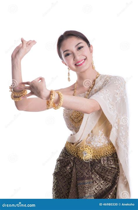 Thaise Dame In De Uitstekende Originele Kledij Van Thailand Stock Foto Image Of Glimlach