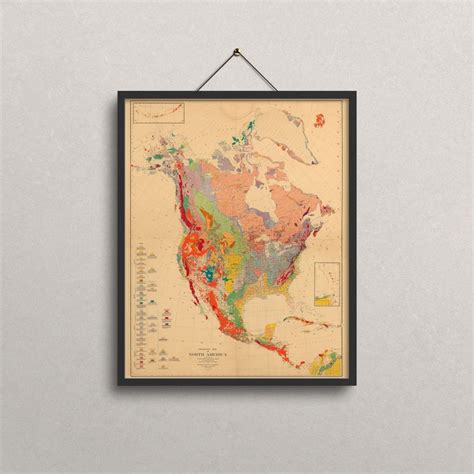 Vintage Geologic Map Geologic Map Of North America Old Etsy