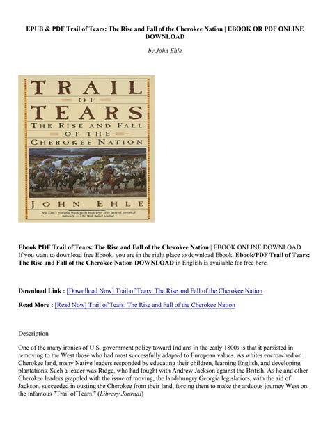 Download Trail Of Tears The Rise And Fall Of The Cherokee Nation