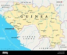 Guinea Political Map with capital Conakry, national borders Stock Photo ...