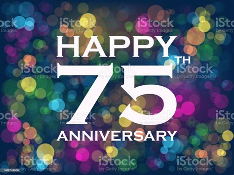 Happy 75th Anniversary Colorful Typography Card Stock Illustration
