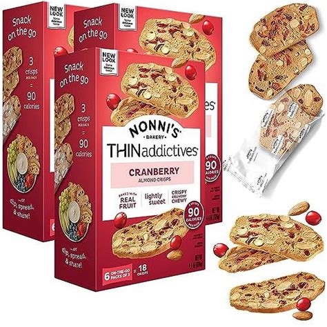 Nonnis Thinaddictives Almond Thin Cookies 3 Boxes Cranberry Almond