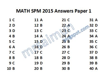 Plan out your ib english paper 1 exam response. SPM Math 2015 Paper 1 Answers - mr sai mun