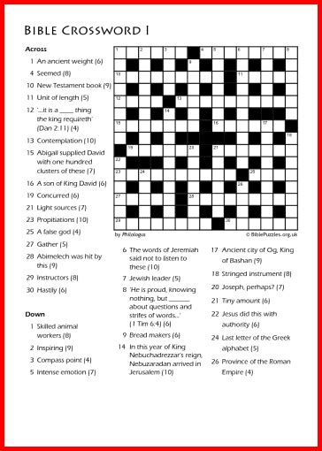 Bible Crossword Puzzle Crossword I